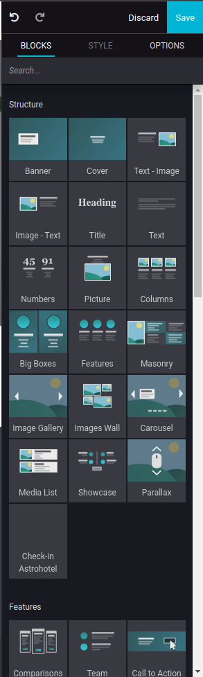 Captura de pantalla de una página web gestionada con el CMS de Astro HMS
