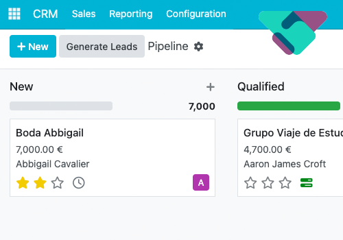 Interfaz del módulo CRM de Astro HMS